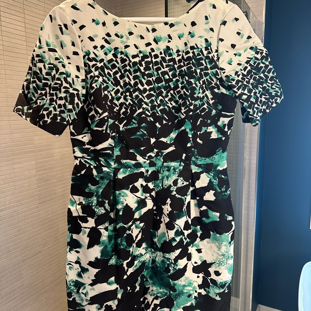 Brooks Brothers Black and Green Sheath Midi Dress for Weddings